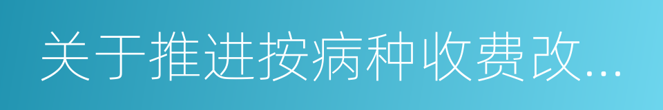 关于推进按病种收费改革工作的实施意见的同义词