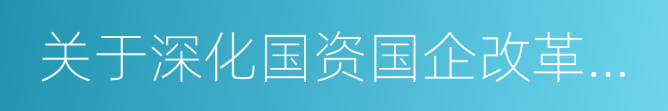 关于深化国资国企改革的实施意见的同义词