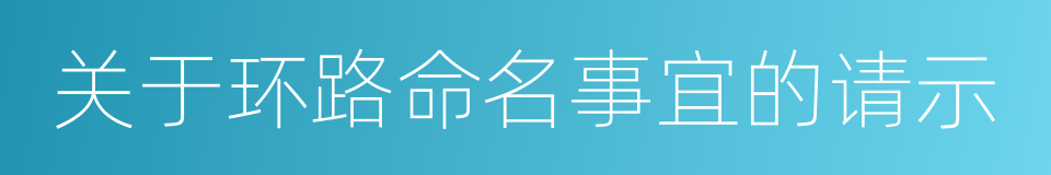 关于环路命名事宜的请示的同义词