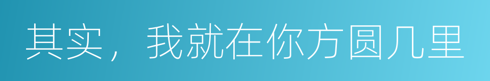 其实，我就在你方圆几里的同义词