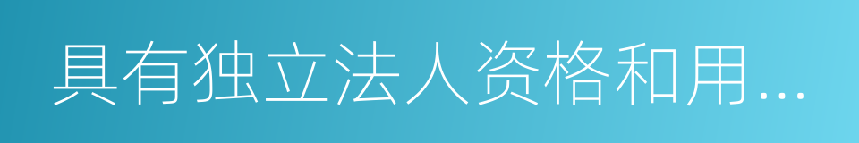 具有独立法人资格和用人自主权的同义词