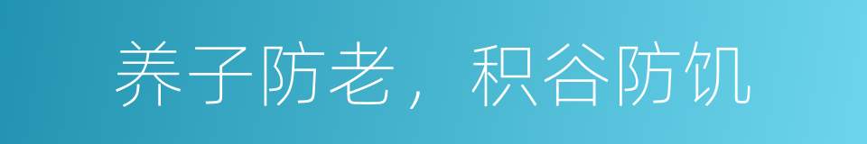 养子防老，积谷防饥的意思