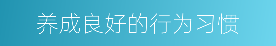 养成良好的行为习惯的同义词