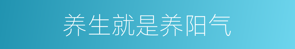 养生就是养阳气的同义词