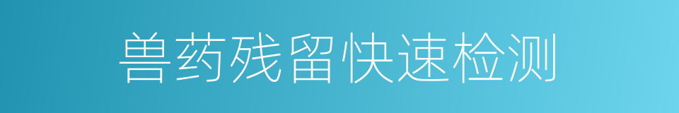 兽药残留快速检测的同义词