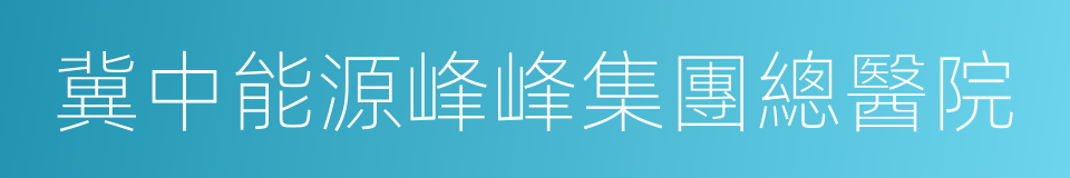 冀中能源峰峰集團總醫院的同義詞