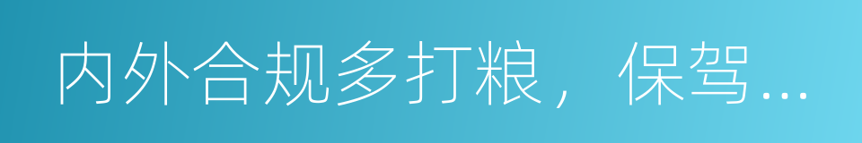 内外合规多打粮，保驾护航赢未来的同义词