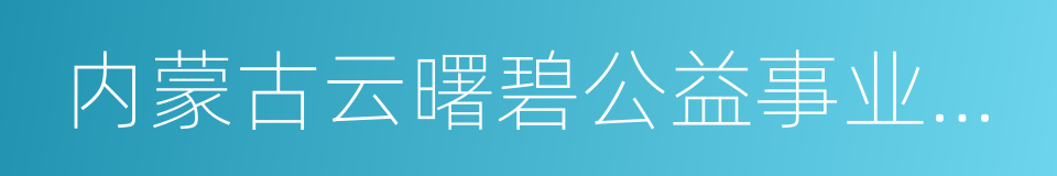 内蒙古云曙碧公益事业基金会的意思