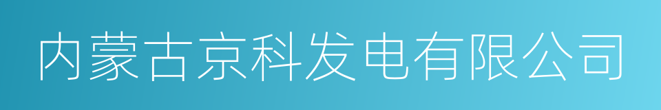 内蒙古京科发电有限公司的同义词