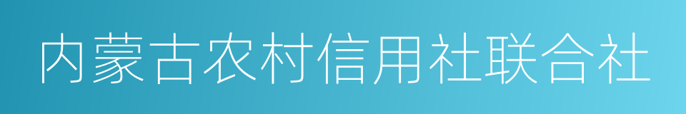 内蒙古农村信用社联合社的同义词