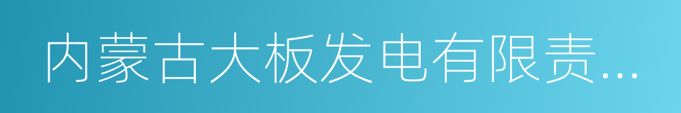 内蒙古大板发电有限责任公司的同义词