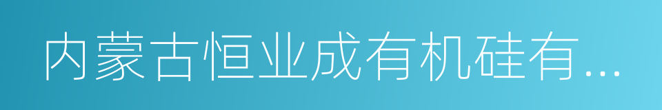 内蒙古恒业成有机硅有限公司的同义词