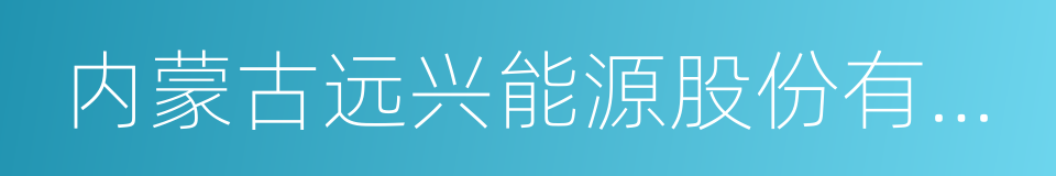 内蒙古远兴能源股份有限公司的同义词