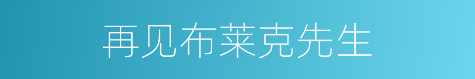 再见布莱克先生的同义词