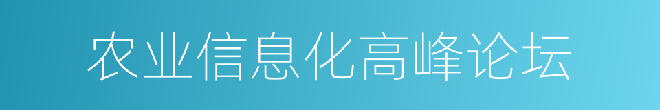 农业信息化高峰论坛的同义词