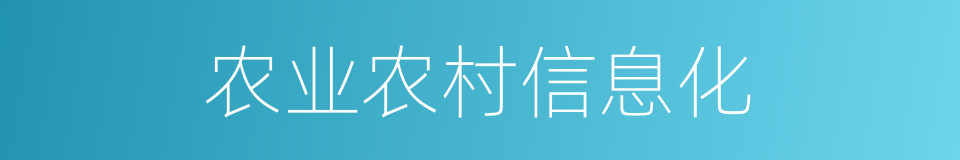 农业农村信息化的同义词
