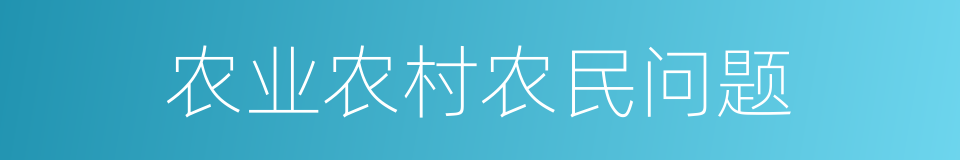 农业农村农民问题的同义词