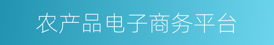 农产品电子商务平台的同义词