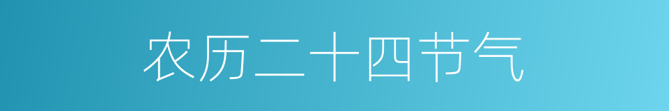 农历二十四节气的同义词