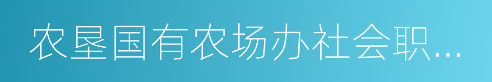 农垦国有农场办社会职能改革实施方案的同义词