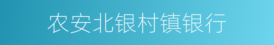 农安北银村镇银行的同义词