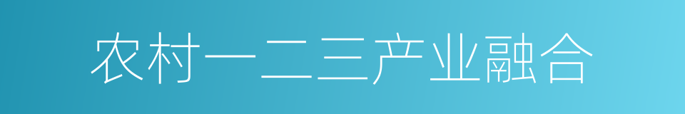 农村一二三产业融合的同义词