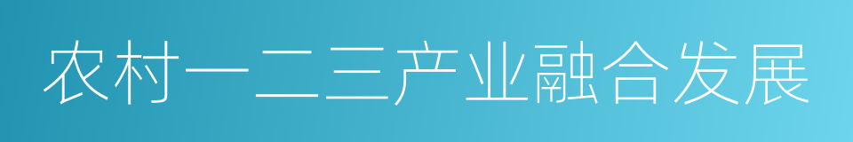 农村一二三产业融合发展的同义词