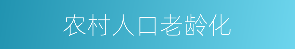 农村人口老龄化的同义词