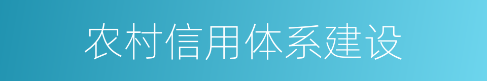 农村信用体系建设的同义词