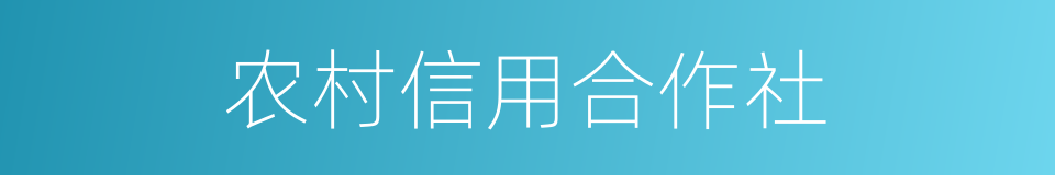 农村信用合作社的同义词