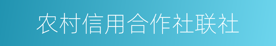 农村信用合作社联社的同义词