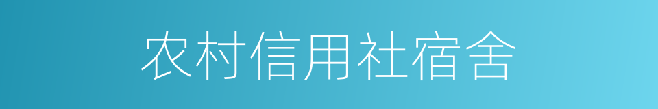 农村信用社宿舍的同义词