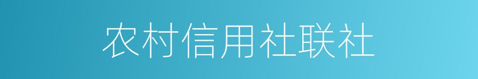 农村信用社联社的同义词