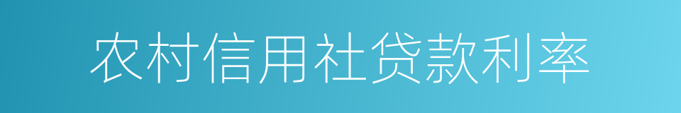 农村信用社贷款利率的同义词