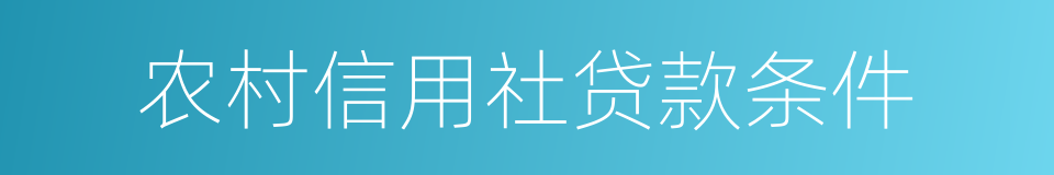 农村信用社贷款条件的同义词