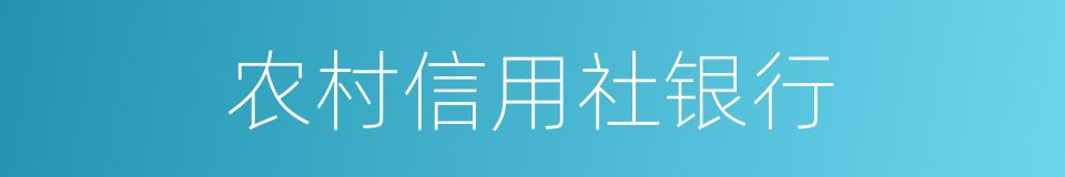 农村信用社银行的同义词