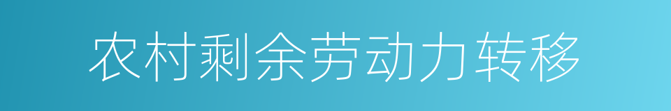 农村剩余劳动力转移的同义词