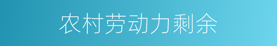 农村劳动力剩余的同义词