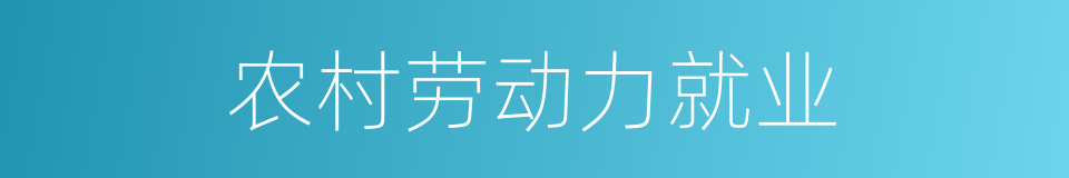 农村劳动力就业的同义词