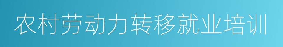 农村劳动力转移就业培训的同义词