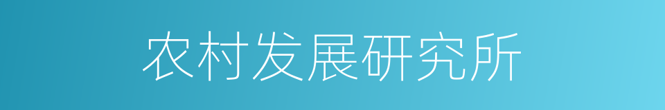 农村发展研究所的同义词