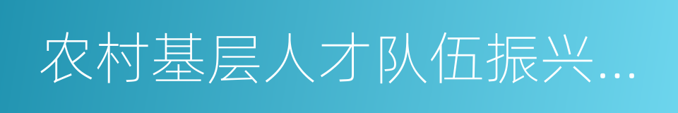 农村基层人才队伍振兴计划的同义词