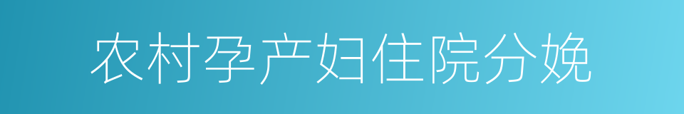 农村孕产妇住院分娩的同义词