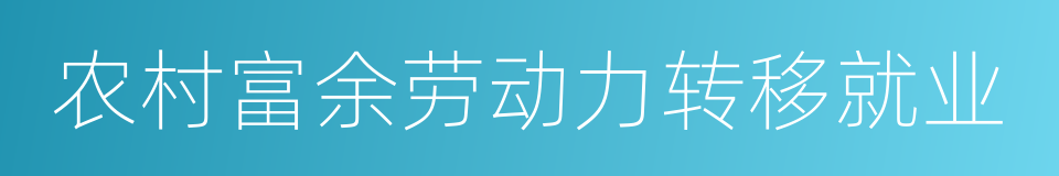 农村富余劳动力转移就业的同义词