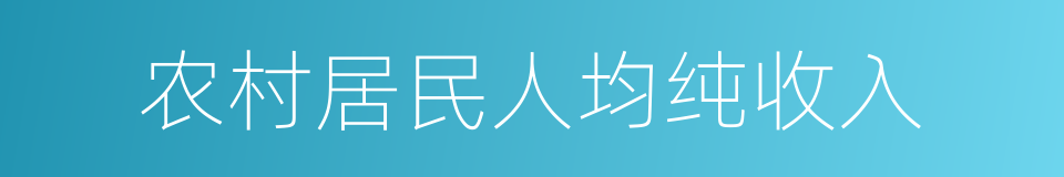 农村居民人均纯收入的同义词