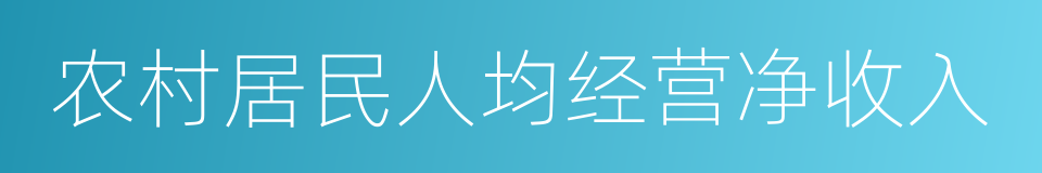 农村居民人均经营净收入的同义词