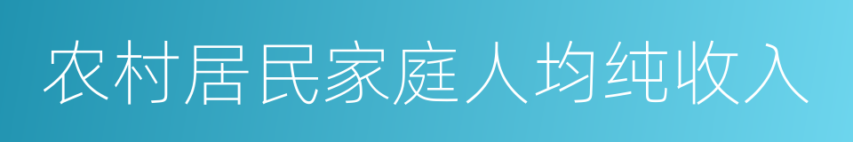 农村居民家庭人均纯收入的同义词