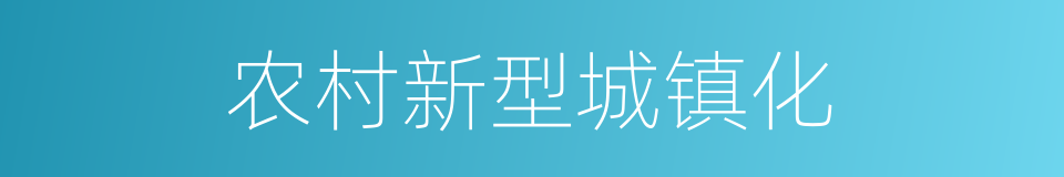 农村新型城镇化的同义词