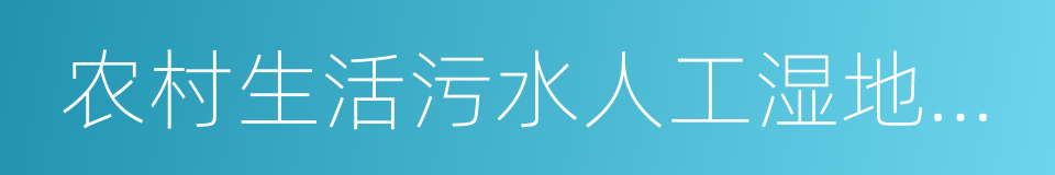 农村生活污水人工湿地处理工程技术规范的同义词