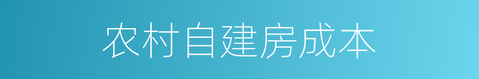 农村自建房成本的同义词